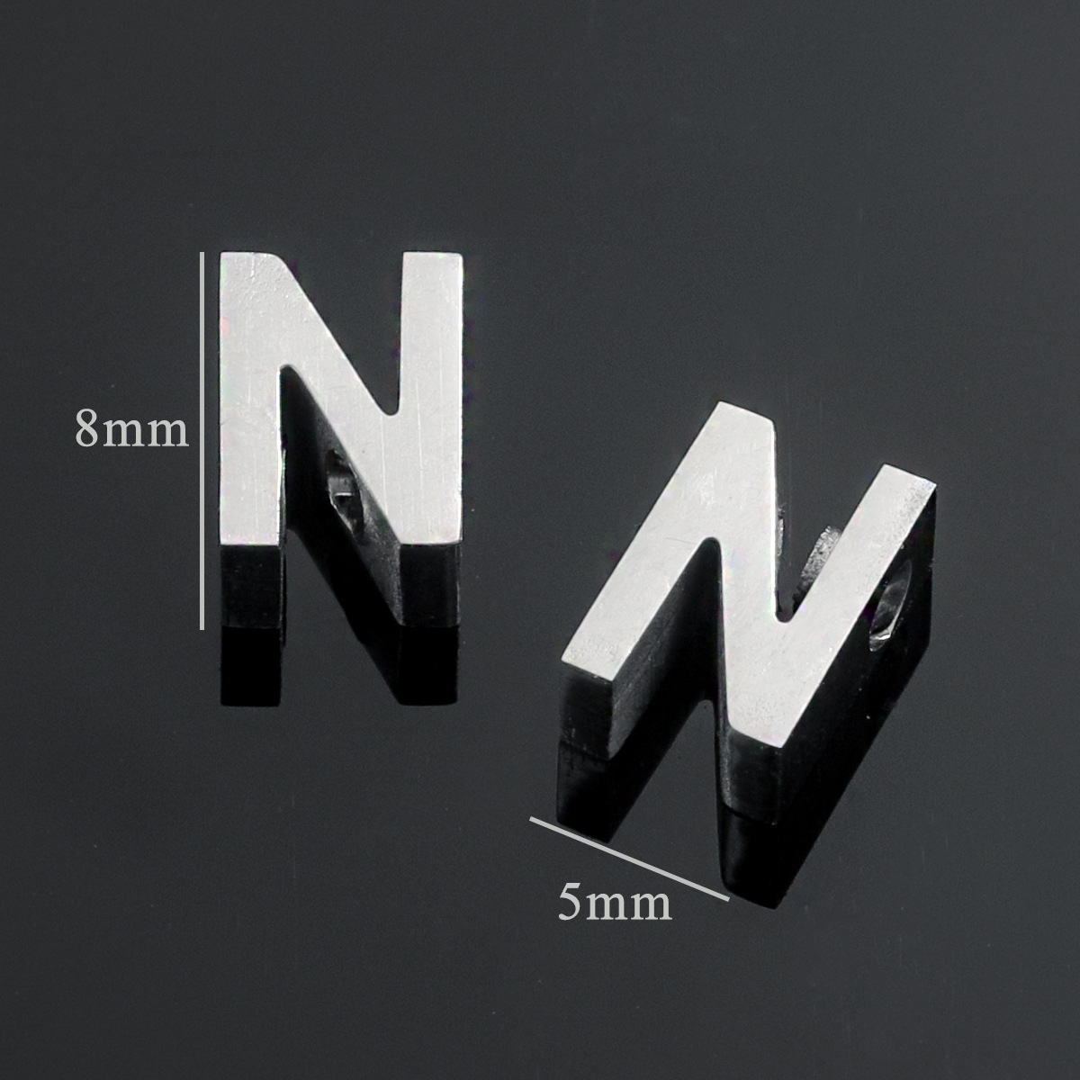 Silver color / 1 Piece Simple Casual Style Letter N Shape Stainless Steel Unisex Pendant Picture14